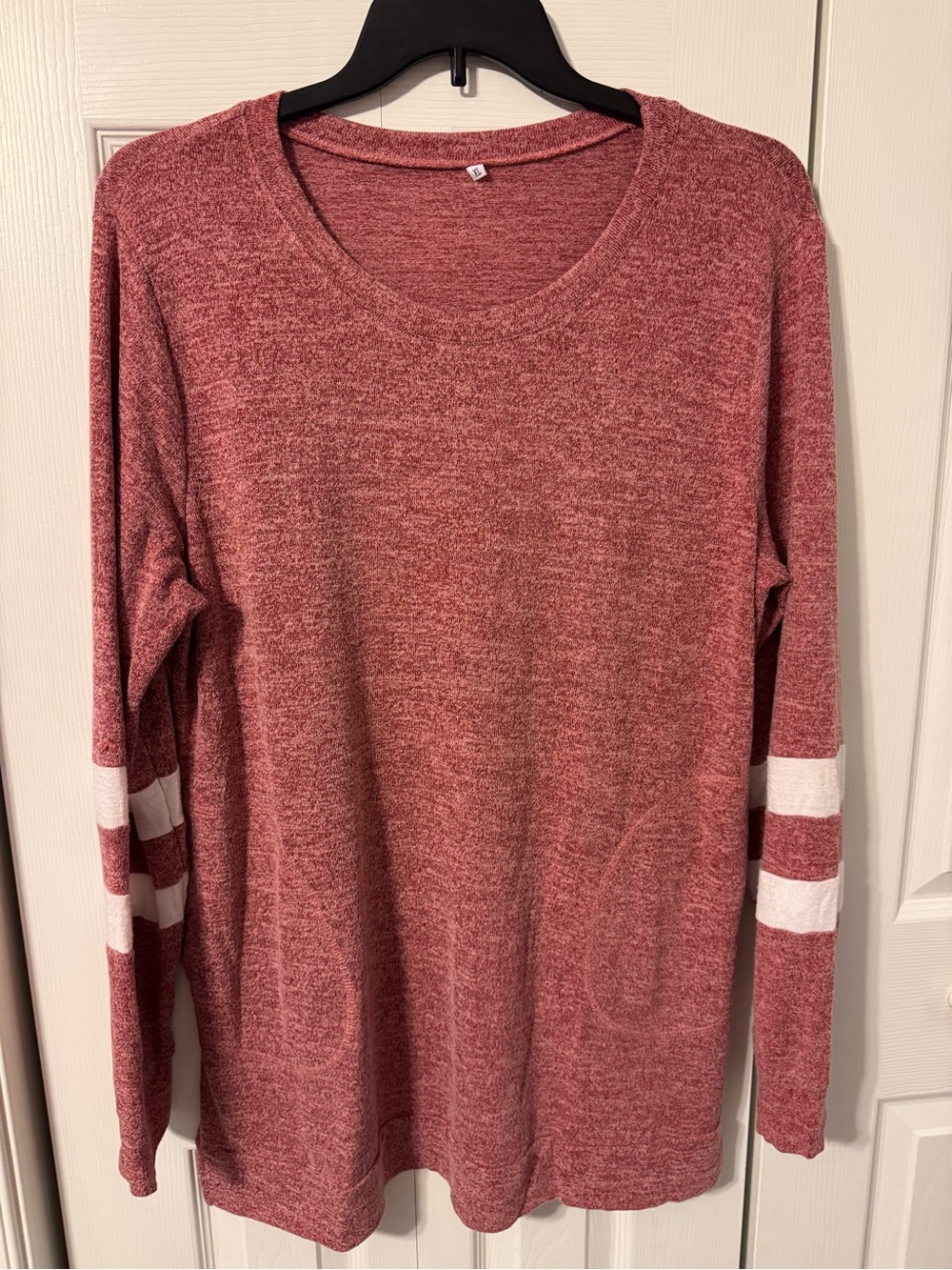 Red Long-Sleeve Tunic with White Sleeve Stripes